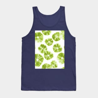 Shibori Kumo tie dye lime green dots over white Tank Top